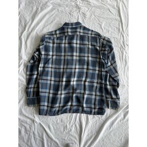 Vintage 1960s Arrow Hunter Checks Flannel Shirt Mens Large Blue Grey